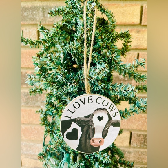 *I Love Farm Animal Round Ornament, Cows - Picture 10 of 12